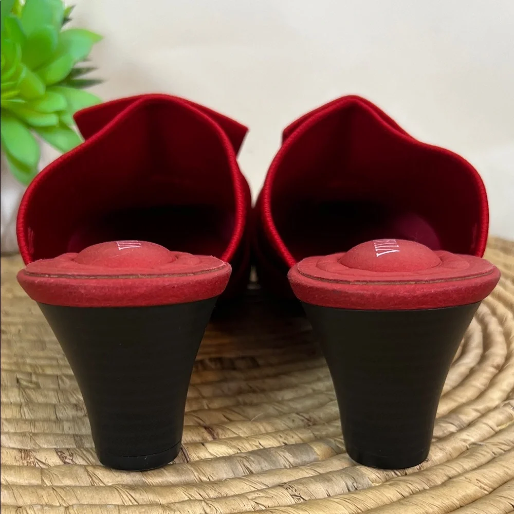 NWOT Vivaia Pointed Toe Yaffa Wedge Mule Sandals Red - Picture 6 of 11